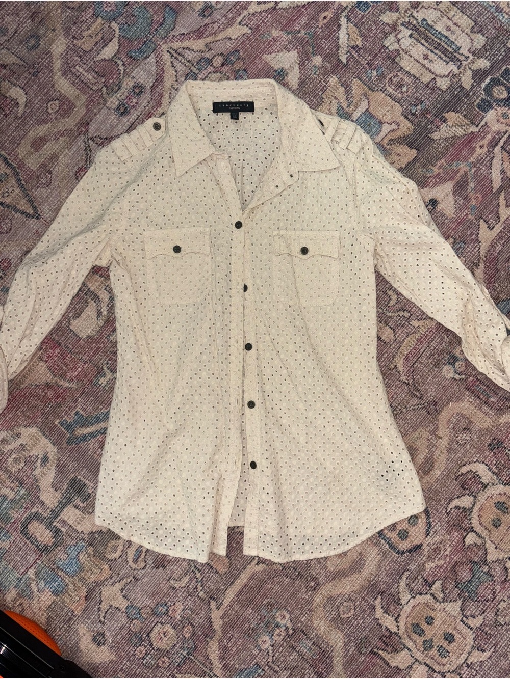 Sanctuary Cream Eyelet Button-Down Shirt